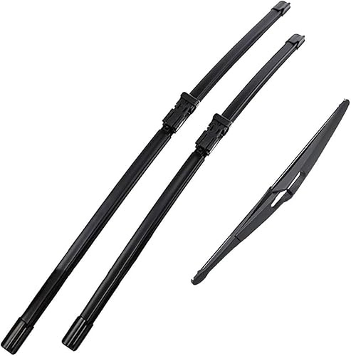 MOZbatte Kit de 3 Limpiaparabrisas, compatible con Peugeot 5008 T87 (2009-2016) LHD | Delantero 30+28 y Trasero 12 | Silenciador