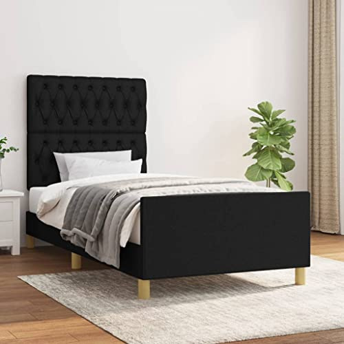 Mimdixy Hausbett Schlafzimmermöbel,Bettgestell ohne Matratze Schwarz 90x190 cm Stoff