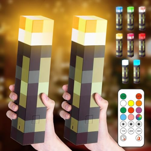 Lampe Fackel Wandlampe 2 Stück, 8 Farben Wall Fackel Nachtlicht, Nachtlampe USB Wiederaufladbare LED Lichter, Led Fackel Kinder für Hand oder Wandhalterung Beleuchtung Spielzeug Geschenke, 28cm
