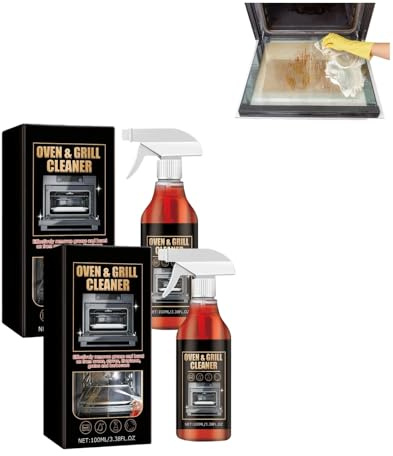 100 ml Nettoyant pour four et grilles, élimine les taches de graisse et de graisse, spray nettoyant multi-usages, convient aux barbecues et plaques électriques (Incolore-(2 nettoyants pour four))