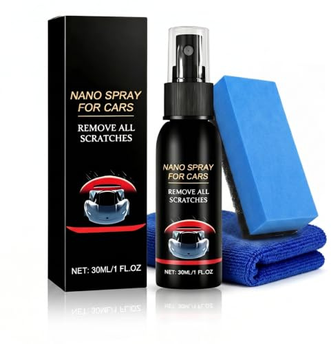 FIQLUL Quita Arañazos Coche con Tecnología Nano, Spray Reparador de Arañazos para Pintura y Brillo, Kit de Reparación con Toalla y Esponja, Pulimento Coche Profesional 30ml