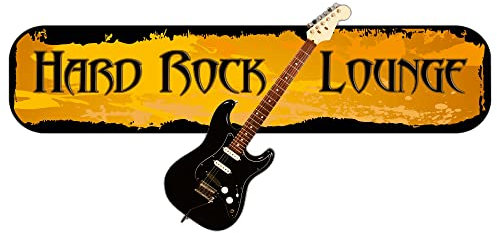 GRAZDesign Wandtattoo Hard Rock Lounge | Wandsticker Gitarre Musik Wohnzimmer Musikzimmer Jugendzimmer - 106x50cm