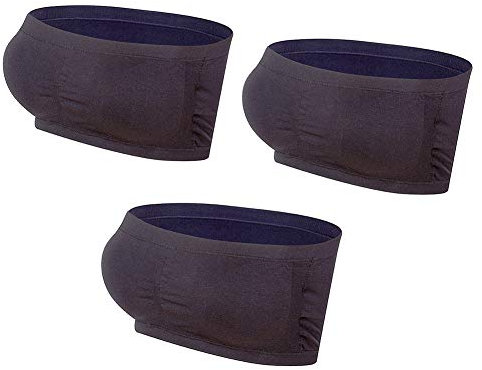 Lemef Women Seamless Bandeau Strapless Bras Stretch Tube Top with Removable Pads (3 * Black, Large)