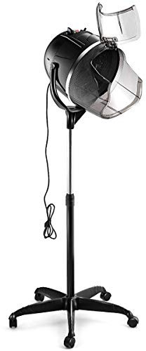 GOPLUS Casque Sèche Cheveux sur Pied, Casque Cheveux Chauffant avec Hauteur Réglable 125-160CM, Ajustable Minuteur Température, Soins Capillaires Professionnel, Noir -1050W