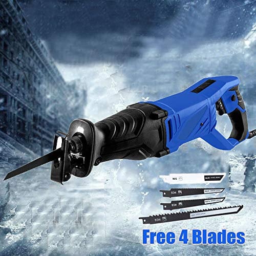 Powerful Reciprocating Saw 850W 240V Electric Corded Sabre Saw, with Non-Slip Rotary Handle (90° Left & Right) Variable Speed with LED Light 4 Saw Blades for Wood Metal PVC