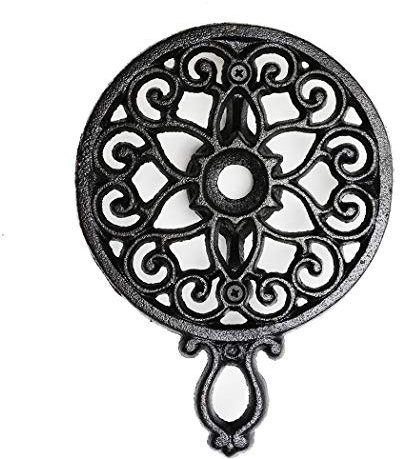 Sungmor Chauffe-plat en fonte - Design rustique et gracieux avec porte-bougie - Robuste et décoratif - Pour réchauffer la nourriture, le café, le lait ou le thé