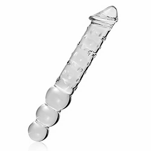 SXOVO 29,5cm Realistischen Dildo aus Kristall Glas Dildo mit Partikel Penis und 3 Analkugeln Butt Plug für G-Punkt Massage Prostata Stimulation Sex Spielzeug für Frauen Männer Liebhaber Paare (Groß)