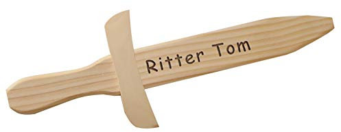 Kurzschwert aus Holz mit Gravur - Name oder kurzer Spruch - Holzschwert, Spielschwert, Dekoschwert - persönliches Geschenk für Kindergeburtstag