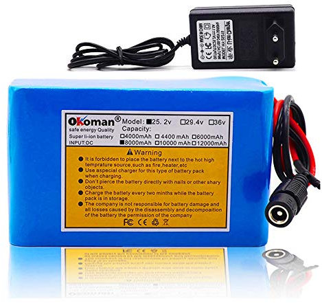 24V Electric bikes 8Ah 18650 Battery Lithium Battery 6s3p 25.2v 8000mAh Electric Bicycle Moped/Electric/Li ion Battery Pack with + charger