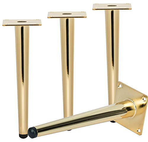 TCHOSUZ 12 inch / 30cm Metal Furniture Legs, Pack of 4 Mid Century Modern Straight Tapered Replacement Feet for Home DIY Projects Table Sofa Couch Chair