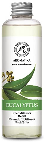 Raumduft Diffuser Nachfüller Eukalyptus mit Ätherischem Eukalyptusöl 200ml - Nachfüller für Duftdiffusor - Reed Diffuser Refill - Raumbeduftung - Zimmerduft - Diffuser Nachfüllen - Raumluft