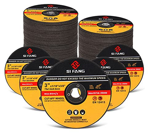 SI FANG Lot de 25 disques de coupe en acier inoxydable 75 mm x 1,6 mm x 9,5 mm pour meuleuse d'angle, Disque à tronçonner fin de 1,6 mm d'épaisseur, Disque à découper les métaux