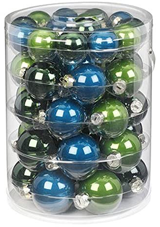 Weihnachtskugeln Glas 4cm - 6cm Mix 44er Set Christbaumkugeln Petrol grün - Brilliant Nightfall