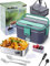 Buddew Electric Lunch Box 80W Food Heater 3 in 1 12V/24V/110-230V Portable Lunch Warmer(1.8L Large-Capacity) Heated Lunch Box for Car/Truck/Office with Carry Bag and Fork Spoon (Royal Blue)