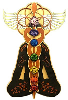 Alliwa Wanddeko Holz - Kundalini Chakra Wanddekoration 3D Stereo Wandbehang Wandkunst H鋘gende Ornamente Dekoration f黵 Wohnzimmer Schlafzimmer (A)