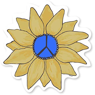 stika.co 2 Stück Frieden Sonnenblume Design Fenster Aufkleber United Gegen Krieg I Stand mit Ukraine (selbstklebendes Vinyl, M - 100 x 100 mm)