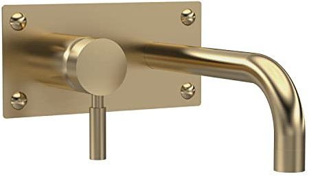 Hudson Reed PK828 Tec Lever Modern Bathroom Wall Mount Lever Basin Bath Filler Tap, 213mm, Brushed Brass