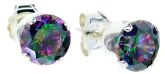 pewterhooter Women 925 Sterling Silver Crystal Stud Earrings (Mystic Starlight)