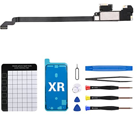 Für iPhone Xr Ohrlautsprecher Ersatz-Reparaturset iPhone Xr Neues Front-Ohrhörermodul mit Umgebungslichtsensor Teil Flex Kabel Anschluss Näherungssensor Fix Tools Kit für A1984 A2105 A2106 A2108