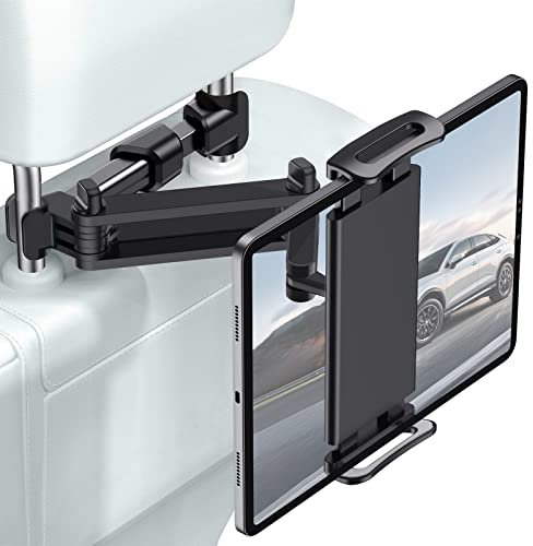 NEOVSUNY Porta Tablet Auto Poggiatesta, estensibile Universale Supporto Tablet Auto 360°Rotazione,Accessori per Auto Bambini,per iPad/Samsung Galaxy Tab/Kindle Fire HD/Nintendo Switch/Altri 4,7-12,9