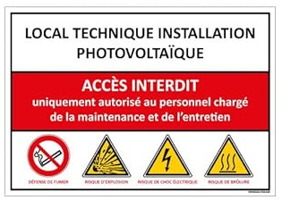 Signalétique.biz France - Panneau LOCAL TECHNIQUE INSTALLATION PHOTOVOLTAIQUE (D0974) - 300 x 420 mm - Aluminium 2 mm - Aluminium 2 mm -