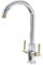 Bokaiya Kitchen Taps Mixer,Monobloc Dual Lever Chrome Brass,Kitchen Sink Tap Mixer 360° Swivel Spout Twin Lever,Brushed and Gold Kitchen Mixer Taps 1 Hole, Hot and Cold Double Handles Kitchen Faucet