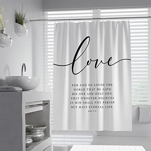 OLLIAR Home Duschvorhang Personalisierte Kunst Minimalistische Vorhänge für Wohnung Badewanne Liebe Worte Muster Polyester Stoff Badevorhang 180x200cm