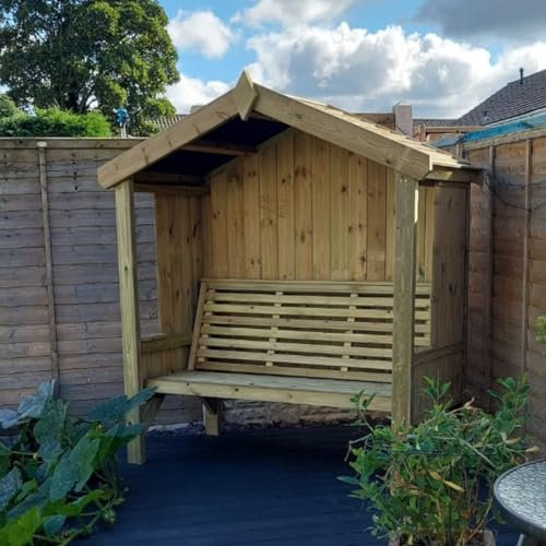 Office Needs Direct Cottage Outdoor Wooden Garden Patio Arbour Seating 3 Seater