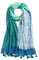 QIUTIMIY Schals für Damen Dünn Blumenmuster Bunte Schals und Tücher Halstuch mit Quasten für Frühling Sommerschal(Splicing-Blau Green)