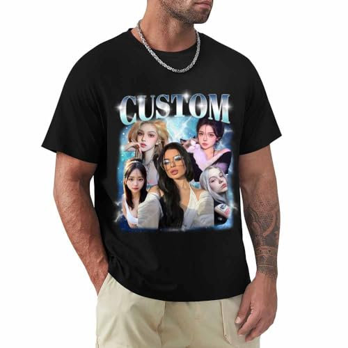 LLLGSH Personalisiertes T-Shirt - Personalisierbares Herren T-Shirt mit Foto Text - T-Shirt selbst gestalten - Vollfarbiger Druck - Baumwolle Tshirt Damen Herren
