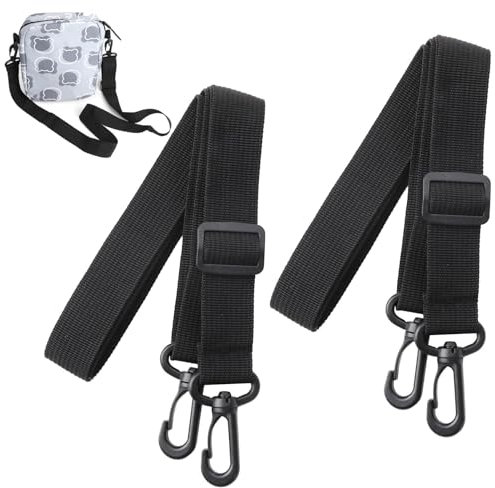 Ersatz Schultergurt für Taschen 2 Stück,Gurt für Tasche Schwarz, Universal Ersatz Schultergurt, Ersatz Schulterriemen Verstellbare, Schultergurt für Taschen, Gurt mit Karabiner Einstellbar,1,3M,25MM
