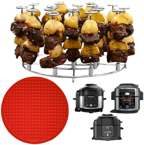 INFRAOVENS Pressure Cooker Rack, 18 Skewers, Silicone Liner, Stainless Steel, for Ninja Foodi 6.5-Quart OL500, OL501, OS301