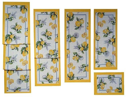 Raebel OHG Tischdecke Mitteldecke Tischläufer Aufleger gelb Natur Zitronen Gobelin Baumwollmischung Verschiedene Größen bis 180 cm Länge (35 x 50 cm Tischset)
