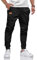 TARAINYA Pantalon Homme Coton Cargo Jogging à Cordon de Serrage Taille éLastiqué Décontractées Pantalon Casual A Noir L