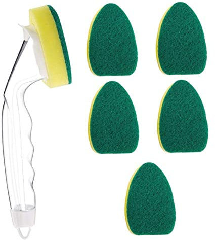 Éponge à Vaisselle avec Manche Recharge, à Vaisselle kit éponge 6 Remplacement de Recharge têtes éponges avec 1 Handle de pour Cuisine
