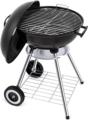 Barbecue-Holzkohlegrill, tragbarer Holzkohlegrill, zum überdachten Grillen im Freien, 4-beiniger 18-Zoll-Grill, Picknick-Terrasse im Freien, Hinterhof, Camping, Rückwand, Stahlkochherd für Steak-