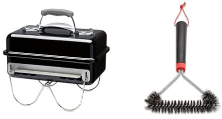 Weber Barbecue à Charbon Portable Go-Anywhere - Barbecue de Camping sur Table, Couvercle et Vasque & 12 Three-Sided Grill Brush