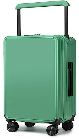 ASerZenith Handgepäckkoffer, doppelter, breiter Trolley-Koffer mit Rollen, klassifizierter Aufbewahrungskoffer mit großer Kapazität (Grün, 20 Zoll)