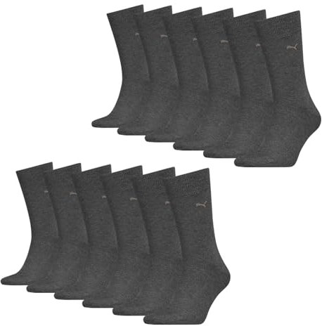 PUMA Herren Business Socken Strümpfe Classic Socks 6 Paar, Farbe:Grau, Größe:39-42, Artikel:-201 anthracite