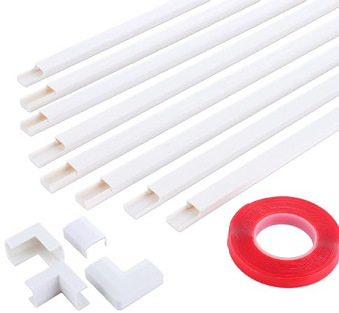 ASelected Electrical Cable Trunking,White Pvc Cable Trunking Wire Cover For Wall,Self-Adhesive Wire Cover Wall Cable Tidy,Hide Tv Wires,Cable Management In Home Office 8X L400Mm, W15Mm H10Mm, White