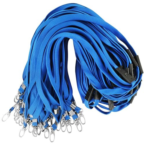 Gimars 50 Stück Schlüsselband mit Sicherheitsverschluss, 45cm Lanyards mit Swivel Schließe für ID Ausweishalter Namensschilder, Baumwolle Umhängeband für Büro, Schule, Krankenhäuse (Blau)