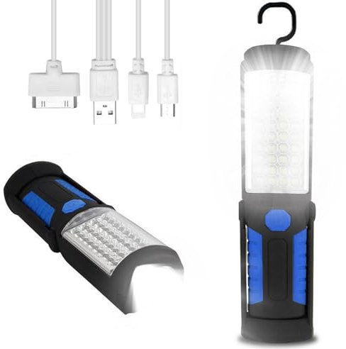 Lampada da Lavoro, Lampade di ispezione, LED Ricaricabile Magnetica Portatile Officina Torcia da Lavoro Luce, con magnete e gancio, per Riparazione Auto,Campeggio e di Emergenza Uso