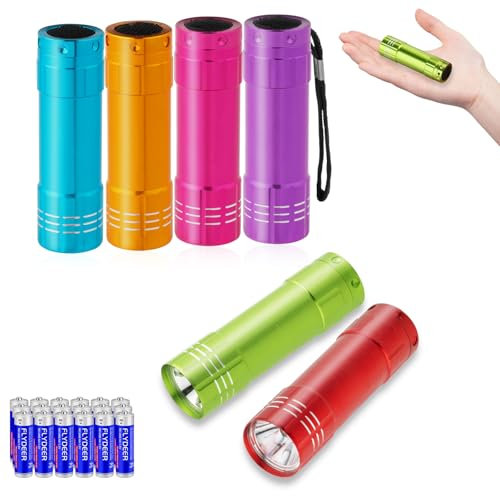KunHe 6 Stück Mini Taschenlampe Set – Kleine Taschenlampe für Mädchen Jungs Kinder mit 18 AAA Batterien mit Schlüsselband – Ideal als Mitbringsel Party Geschenke Kindergeburtstag Camping Gastgeschenke