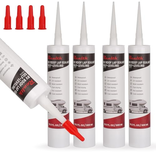 Realth RV Dach Dichtungsmittel/Karosseriedichtmasse 300 ml 4 Stück | Sofortige Wasserdichte Dichtstoff, RV Dachbeschichtung für Lecks, Risse bei Dachreparatur