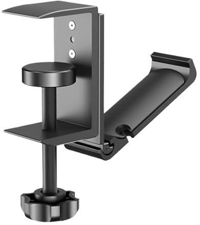 Schreibtisch-Klemmhalter – Drehbarer Kopfhörerständer aus Aluminium, Seitenaufhänger für Rucksäcke | 360° verstellbarer Organizer für Schreibtische, platzsparender Halter für Kopfhörer und Zubehör,