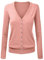 Maglione da donna con scollo a V, maglia fine, cardigan con bottoni, lavorato a maglia calda, con bottoni in metallo, maglione casual, Colore: rosa., L