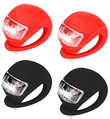4 Stück Kinderwagenlicht Silikon wasserdichte Kinderwagenlicht wasserdichte LED Silikonleuchten Kinderwagen Licht mit Heller LED und 3 Leuchtfunktionen für Alle Kinderwagen Beleuchtung(4er-Pack)