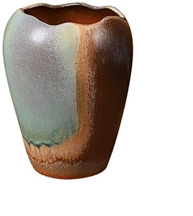 Atmungsaktiver Keramik-Blumentopf für Zimmerpflanzen, rohe Keramik, dekorativer Blumentopf mit getrockneter Blume, Ornament, Pflanzgefäße für den Außenbereich, mittelgroß