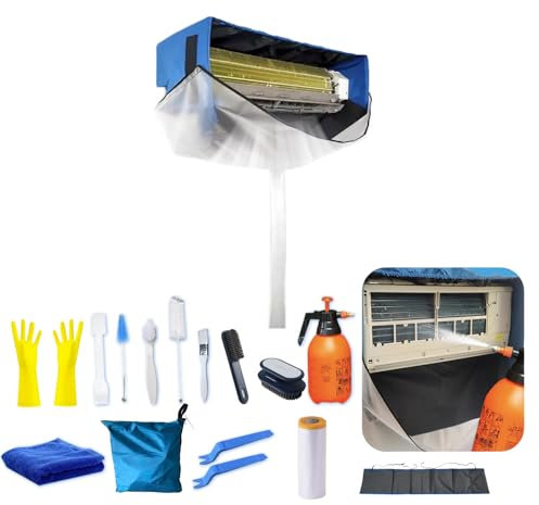 Kit de nettoyage pour climatiseurs mini-split ZSPLIT-MAIR avec grand bavoir et sac de nettoyage, grands panneaux latéraux (17 pièces, blanc, moyen)
