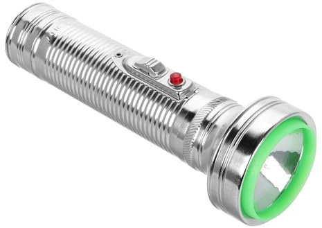 NUOBESTY Lampe Torche à L'ancienne Vintage En Métal, Lampe Torche Rétro Led Solide, Accessoire Pour Garçon Et Filles Et Décoration Champêtre, Sans Pile, Tube 2 Piles D, Style Années 70